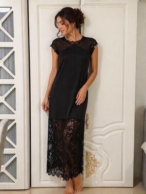 Black Lace Maxi Slip Dress